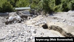 Река Бал-Алма, затопившая садовый кооператив «Хуторок», течет по улице