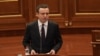 Kosovo's acting Prime Minister Albin Kurti addresses parliament on October 26, 2025.