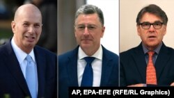 «Три аміго» (зліва направо): колишній посол США в ЄС Ґордон Сондланд; колишній спеціальний посланник США в Україні Курт Волкер і колишній міністр енергетики США Рік Перрі. Комбіноване фото