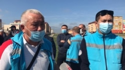 Казакстанда нааразылык билдирип чыккан медицина кызматкерлери. 15-май, 2020-жыл.