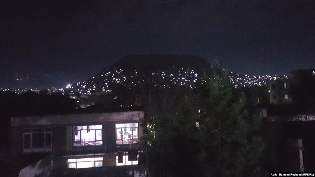 بخشی از غرب شهر کابل در شب