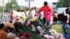 A memorial to the victims of a May school shooting in Kazan