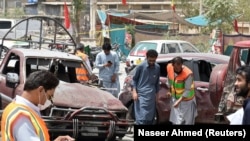 Кветта шаарында жанкечти өзүн жардырган жер. 25-июль, 2018-жыл. 