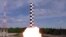 RUSSIA -- Russia's new Sarmat intercontinental ballistic missile blasts off during a test launch from an undisclosed location in Russia, July 19, 2018
