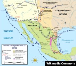 Карта боевых действий во время Американо-мексиканской войны 1846-1848 годов