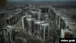 An aerial view of Toretsk, a city in the Donetsk region of Ukraine.

