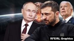 Зліва направо: Володимир Путін, Володимир Зеленський, Джозеф Байден. Колаж