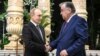 Володимир Путін (л) і Емомалі Рахмон, Душанбе, Таджикистан, 8 жовтня 2025 року