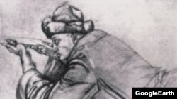 Бела Уитц. "Мылтык мээлеп жаткан жигит." Өкмөт үйүндөгү фрескага эскиз.