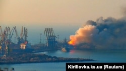 Пажар у порце Бярдзянску, 24 сакавіка 2022