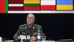 Генэрал-маёр Алег Белаконеў на брыфінгу па вучэньнях «Захад-2017»