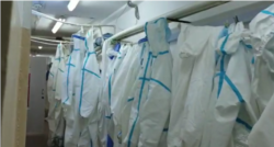 Камчатка, постиранные одноразовые защитные костюмы в подвале краевой больницы