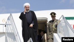 Ирандын президенти Хасан Роухани Швейцарияга  келген учур. 2-июль,  2018-жыл. 