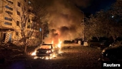 Горящий автомобиль в Запорожье, Украина, 5 октября 2025 года