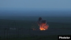 Nagorno-Karabakh -- An Israeli-made Azerbaijani "suicide" drone is shot down in the Martakert district, 4Apr2016