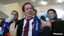 Armenia -- Prosperous Armenia Party leader Gagik Tsarukian speaks to reporters, Yerevan, February 11, 2020.
