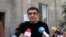 Armenia - Goris Mayor Arush Arushanian speaks to journalists outside a court in Goris, September 3, 2024.