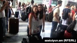 Armenia - Newly arrived Syrian Armenian children at Yerevan's Zvartnots airport, 9Aug2012.