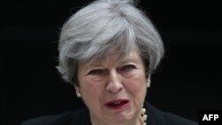 Մեծ Բրիտանիայի վարչապետ Թերեզա Մեյը հայտարարությամբ է հանդես գալիս, Լոնդոն, 23-ը մայիսի, 2017թ․ 