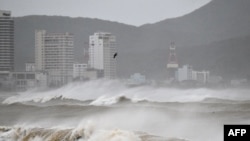 Вьетнамдын борбордук бөлүгүндөгү Зялай провинциясына "Kaлмаги" тайфуну жакындап калганда көтөрүлгөн толкундар. 6-ноябрь, 2025-жыл.