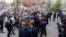 Armenia - Founding Parliament activists rally outside a detention center in Yerevan, 8Apr2015.