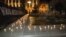Members of the Youth Initiative for Human Rights lit candles in Andric's park in downtown Belgrade to pay tribute to the victims of genocide in Srebrenica