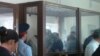 Шестеро подсудимых в день оглашения приговора по обвинению в терроризме. Астана, 14 августа 2013 года.  