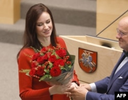 Інга Ругінене і віцэ-сьпікер Сейма Літвы Юозас Олекас