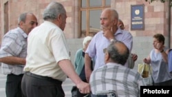 Armenia -- Pensioners protest outside the main government building in Yerevan, undated.