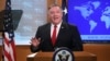 U.S. Secretary of State Mike Pompeo addresses a news conference at the State Department in Washington on April 7.