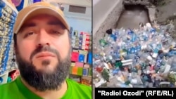 Бахтиёр Сафаров ва акси як маҳалле, ки бачаҳо қабл аз поккории онҷо ба ӯ фиристодаанд.