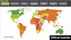 World -- 2012 Economic Freedom Heat Map