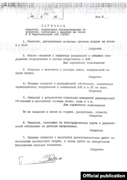 Відомості про причини аварії були засекречені. Документ від липня 1986 року