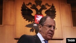 Глава МИД России Сергей Лавров на пресс-конференции в Москве, 21 января 2015 г.