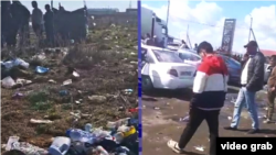 Чек арада турган тажикстандык мигранттар. (Сүрөт видеодон алынды)