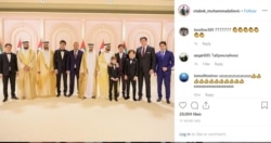 Prezident Mirziyoyev kuyovlari¸ o‘g‘li va nabirasi Dubay amiri oilasi bilan.