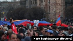 Armenia -- People attend a rally organized by supporters of Armenian Prime Minister Nikol Pashinian in Yerevan, Armenia March 1, 2021.