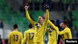 Қазақстан футбол құрамасының ойыншылары.  