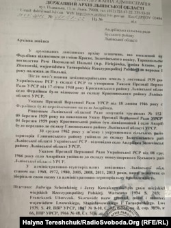 Архівна довідка про село