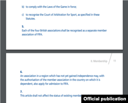 FIFA нигезләмәсендә күрсәтелгән әгъза булу шартлары
