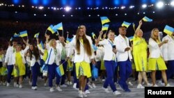 Олімпійська збірна України під час відкриття Олімпійських ігор в Ріо-де-Жанейро. 5 серпня 2016 року