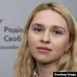 Вікторія Жуган під час стажування на Радіо Свобода