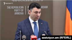 Հայաստանի հանրապետական կուսակցության խոսնակ Էդուարդ Շարմազանովը, Երևան, 24-ը դեկտեմբերի, 2019թ.