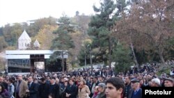 Armenia -- Residents of Kapan attend a protest against possible uranium mining, 11Nov2010.