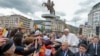 Pope Francis greets the crowds in Skopje on May 7.