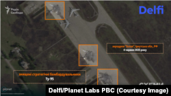 Супутниковий знімок Planet Labs за 4 червня 2025 року з наслідками української атаки БПЛА, яка була проведена 1 червня 2025 року, на російський аеродром «Бєлая», Іркутська область, Росія