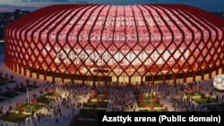 Бишкекте курулуп жаткан стадиондун жаңы эскизи.
