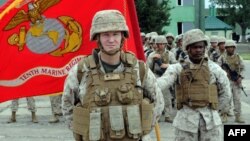 Грузия - Американские военнослужащие во время церемонии старта военных учений НАТО в Грузии,  8 июля 2015 г.