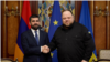 Ukraine - Ukrainian parliament speaker Ruslan Stefanchuk meets Sargis Khandanian, chairman of the Armenian parliament committee on foreign relations, Kyiv, February 13, 2025.