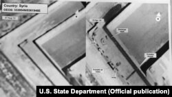 Приближенный спутниковый снимок предполагаемого крематория рядом с военной тюрьмой Сайедная в Сирии.